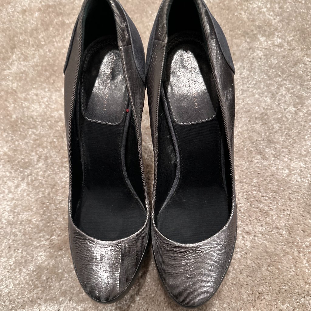 Donna Karan Silver High Heeled Platform Pump